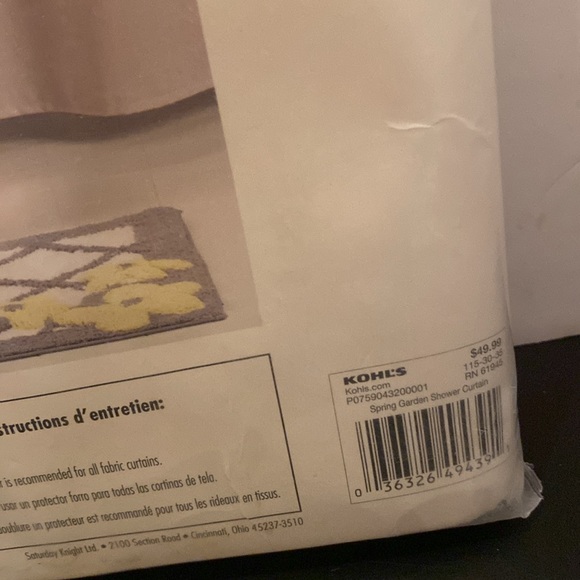 Saturday Knight Limited Spring Garden Fabric Shower Curtain 70x72” new open pkg - Picture 5 of 7